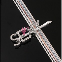 Agrafa pentru par metalica AGF004AA - SEXY Argintiu cu strasuri 